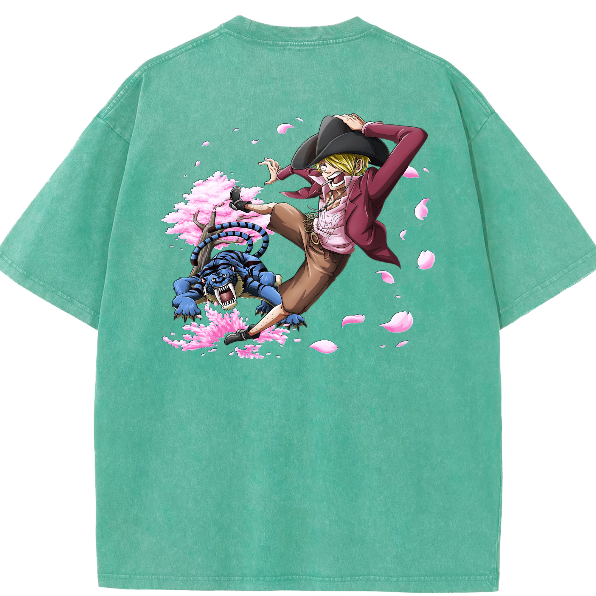 （画像用） ワンピース サンジ ONE PIECE Sanji 綿100% ヴィンテージ風 半袖Tシャツ（背面プリント）